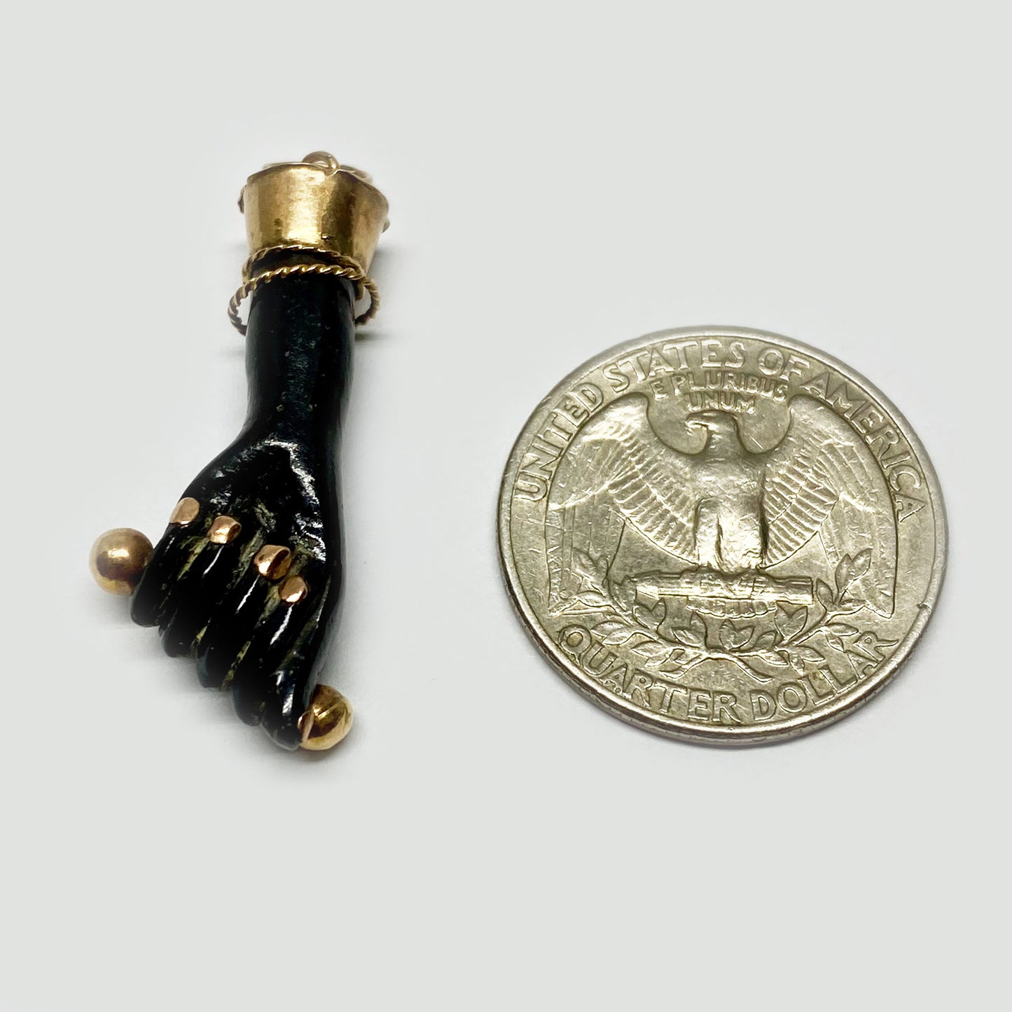Antique 14K Gold 1940s Black Resin Figa Charm