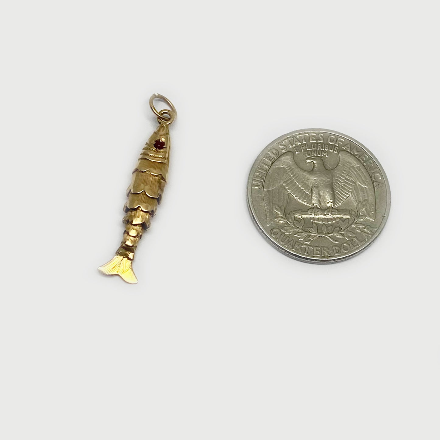 Solid 18K Gold Fish, Articulated Gold Fish Pendant