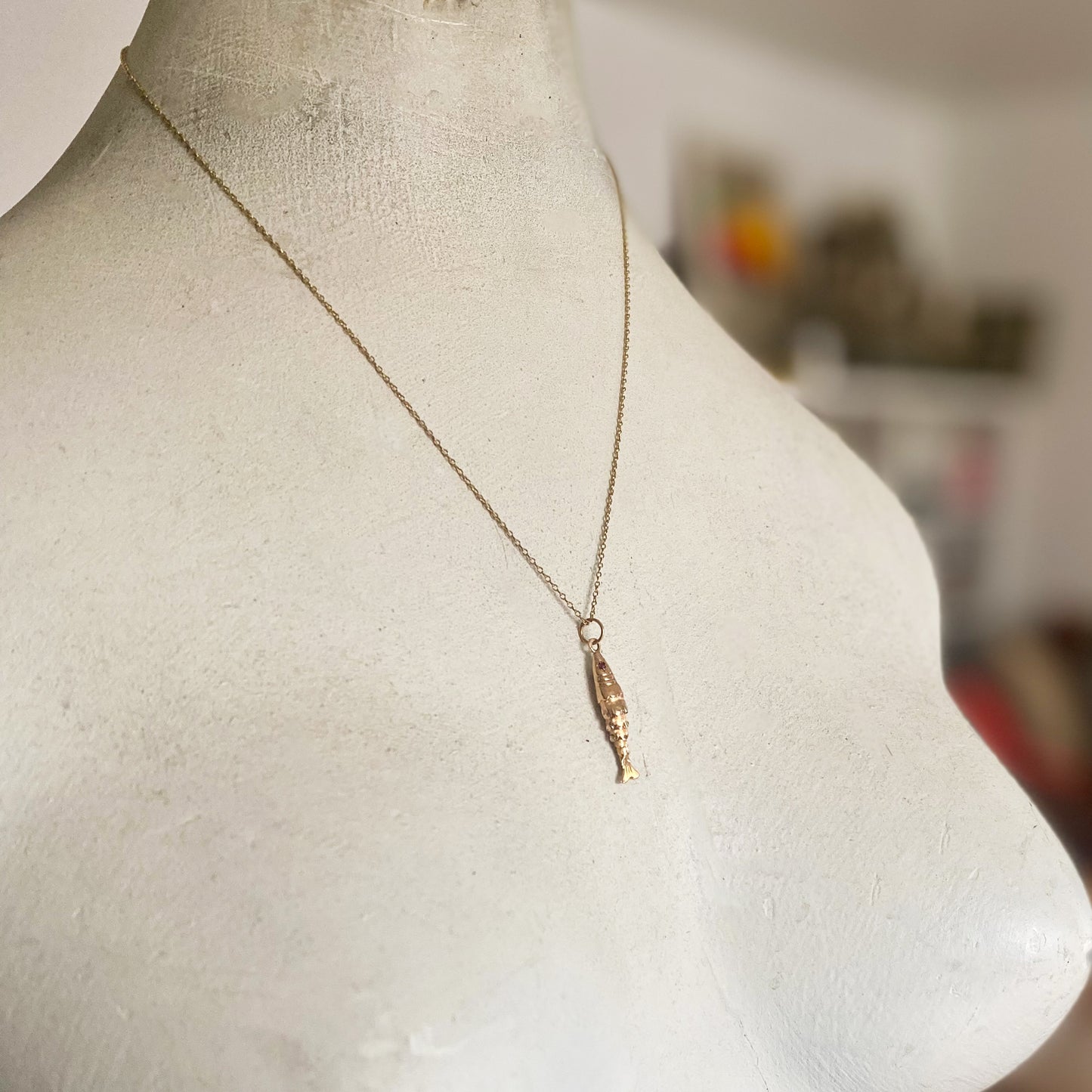 Solid 18K Gold Fish, Articulated Gold Fish Pendant