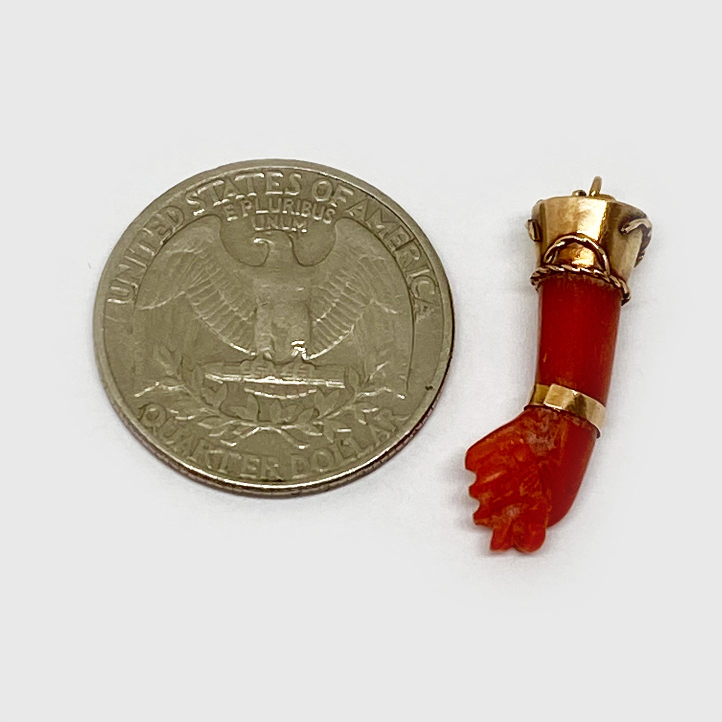 Antique 14k Gold Mediterranean Natural Coral Figa Charm