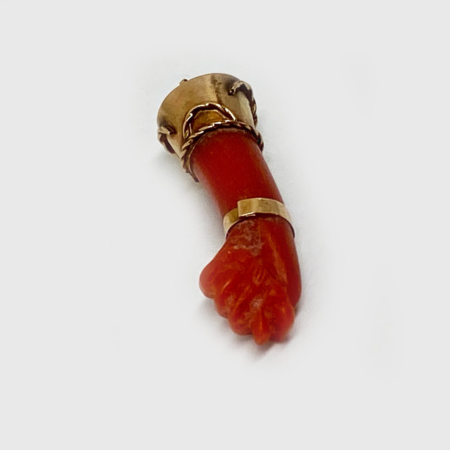Antique 14k Gold Mediterranean Natural Coral Figa Charm