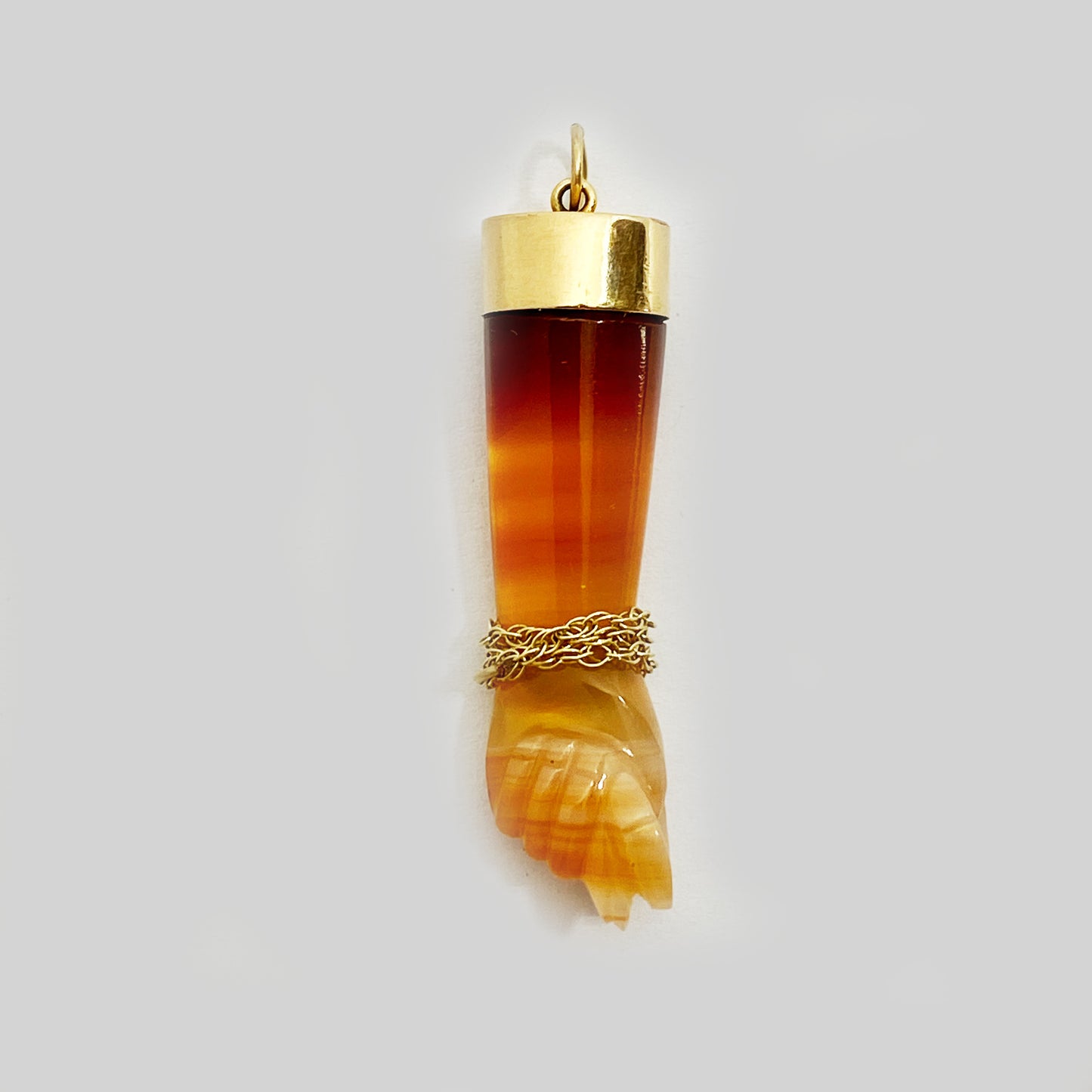 Antique 1950s 14K Gold Agate Figa Charm