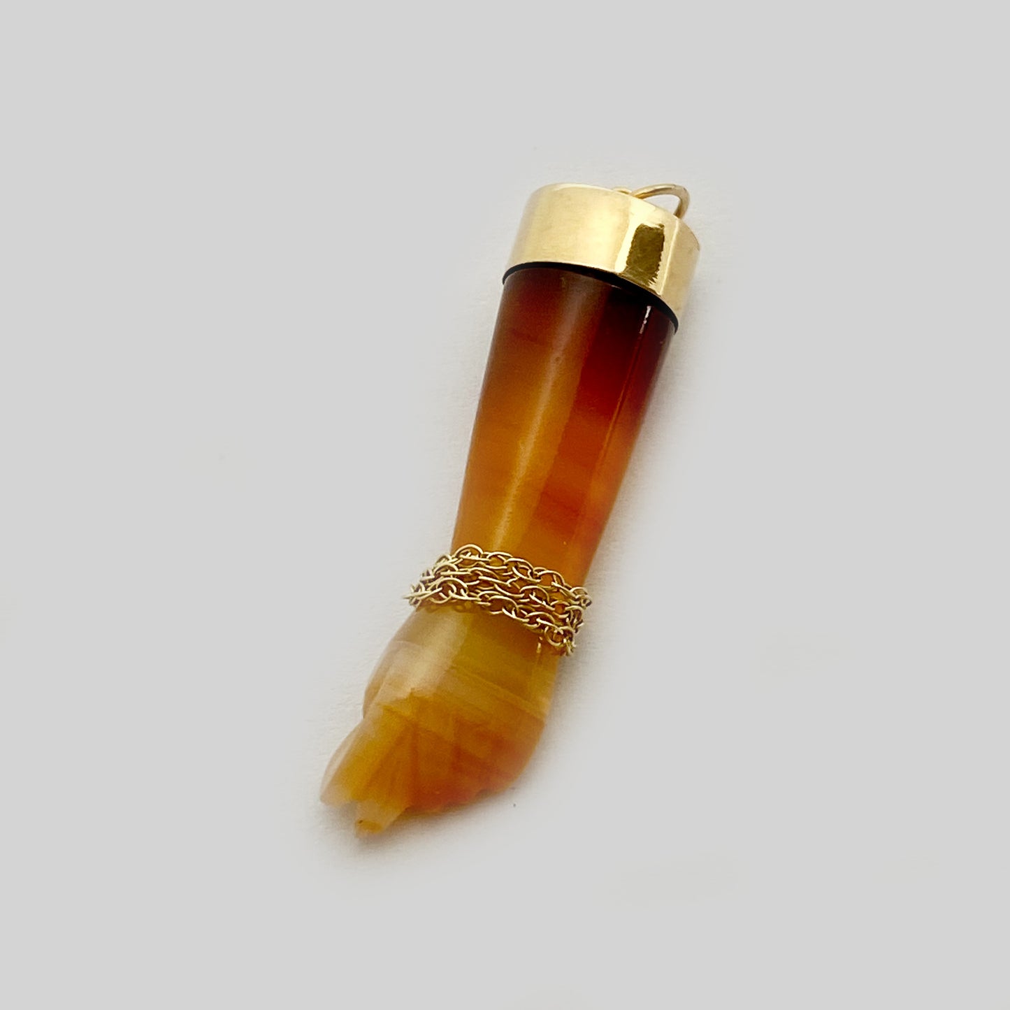 Antique 1950s 14K Gold Agate Figa Charm