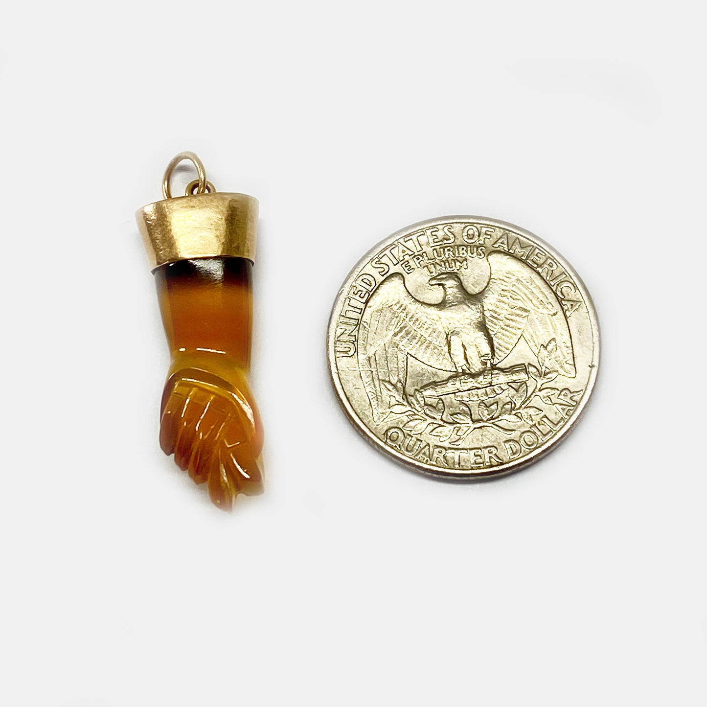 Vintage 14k Gold Carnelian - Agate Figa Charm