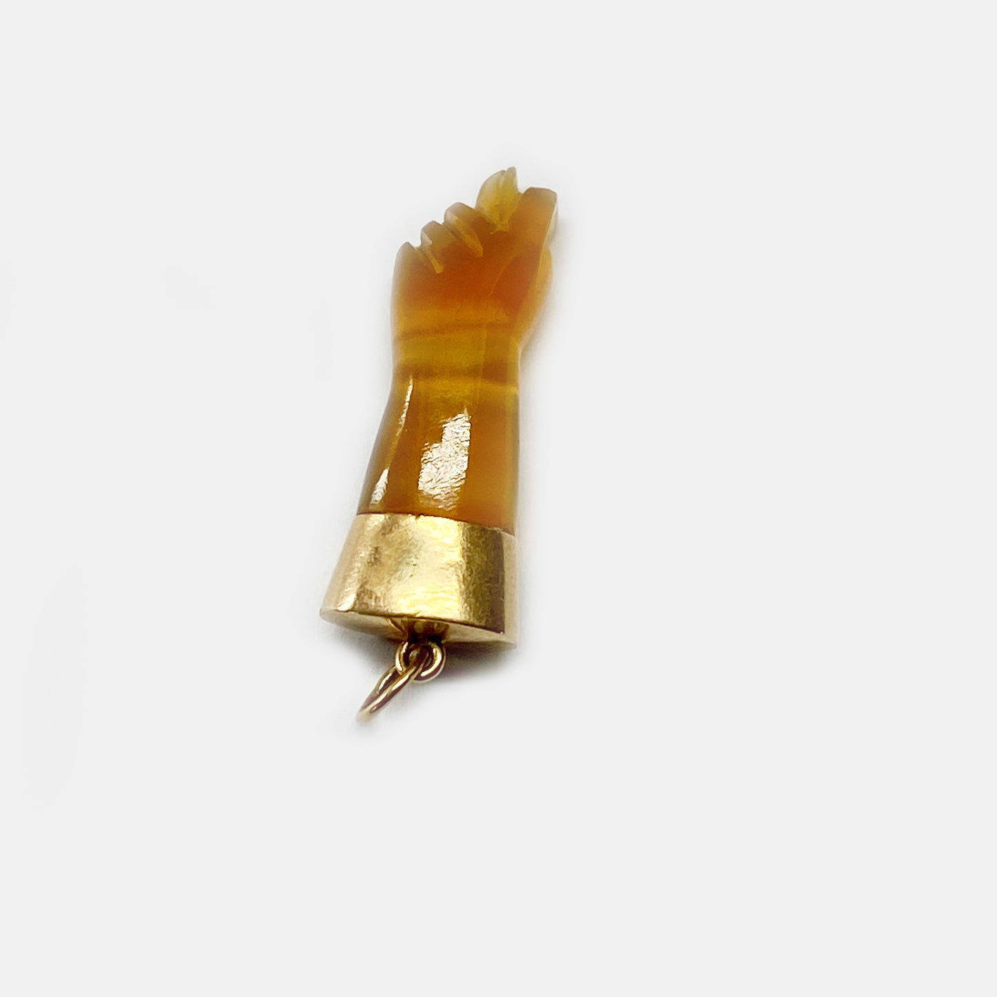 Vintage 14k Gold Carnelian - Agate Figa Charm
