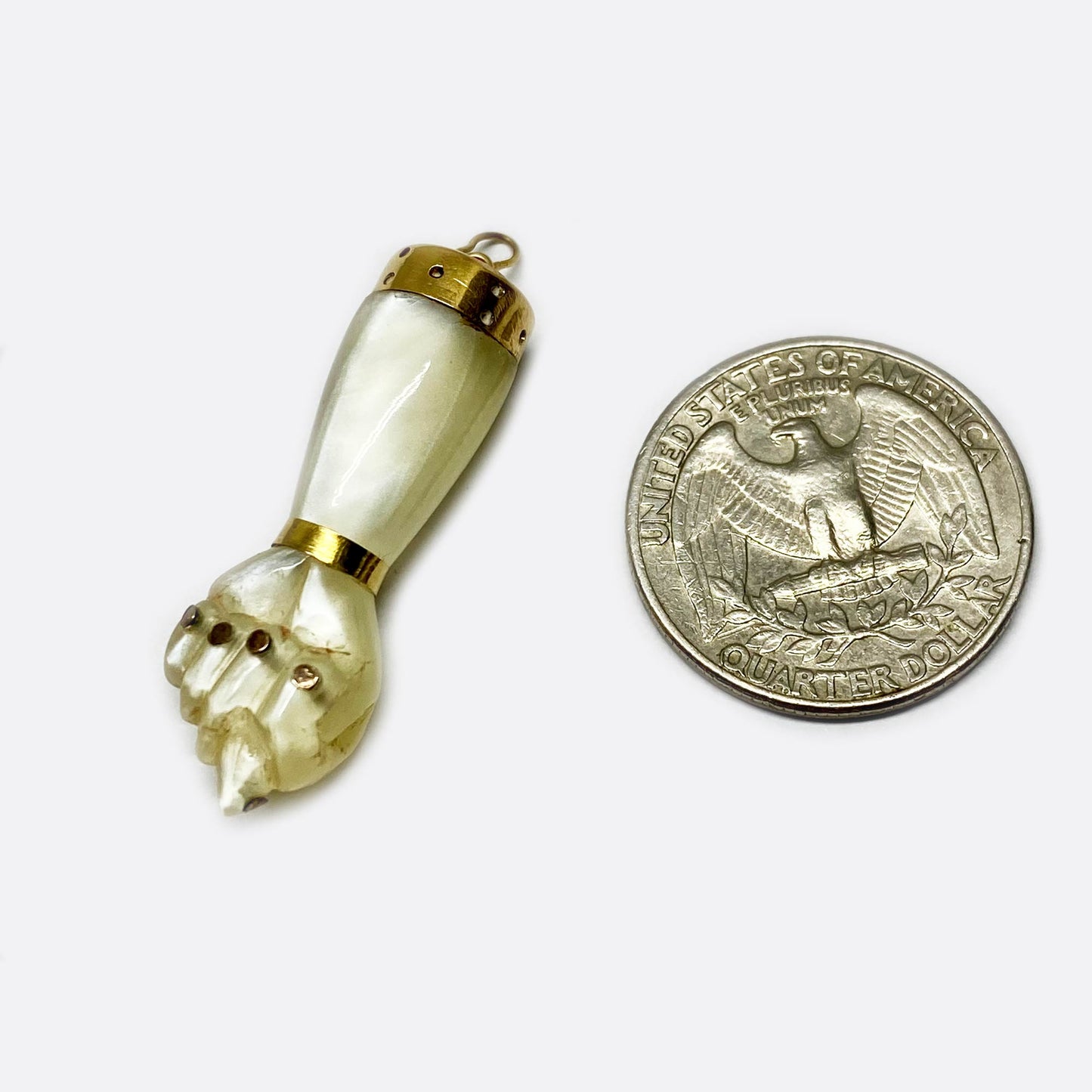 Vintage 14k Gold 1960s Resin Figa Charm