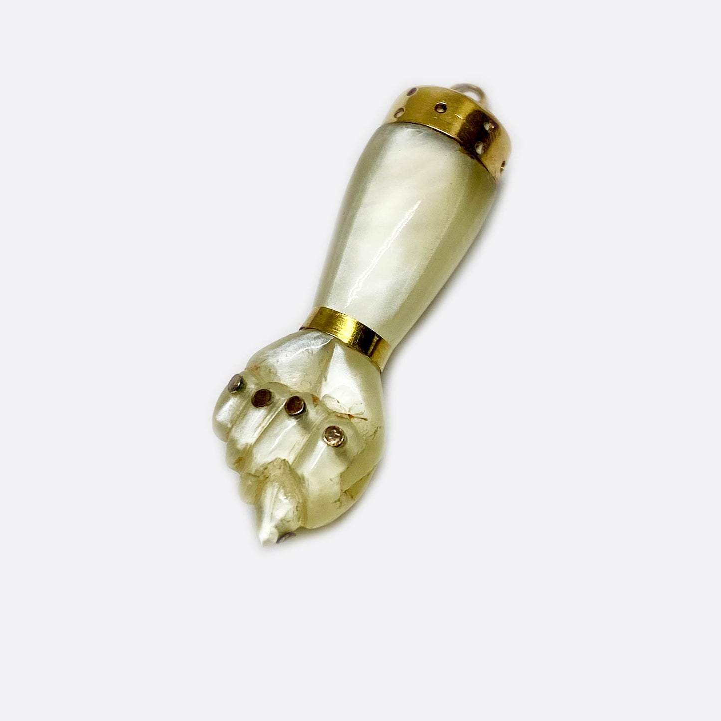 Vintage 14k Gold 1960s Resin Figa Charm