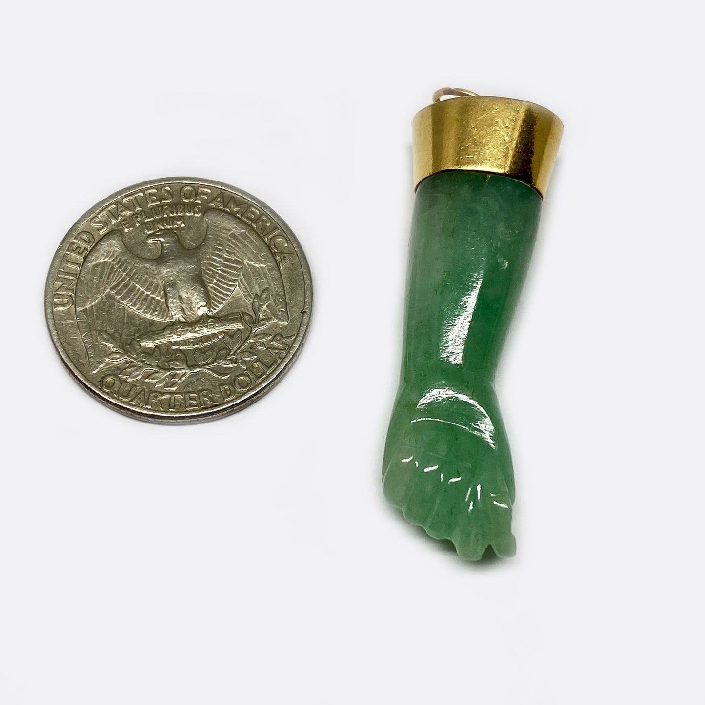 Antique 18k Gold Green Stone Figa Charm