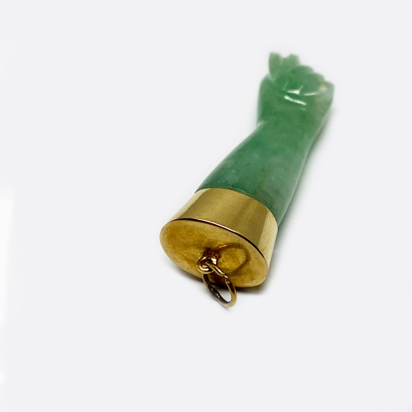 Antique 18k Gold Green Stone Figa Charm