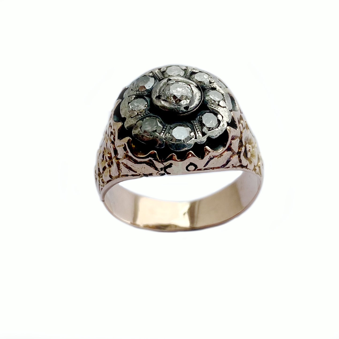 Antique 14k Gold Victorian Cluster Diamond Ring