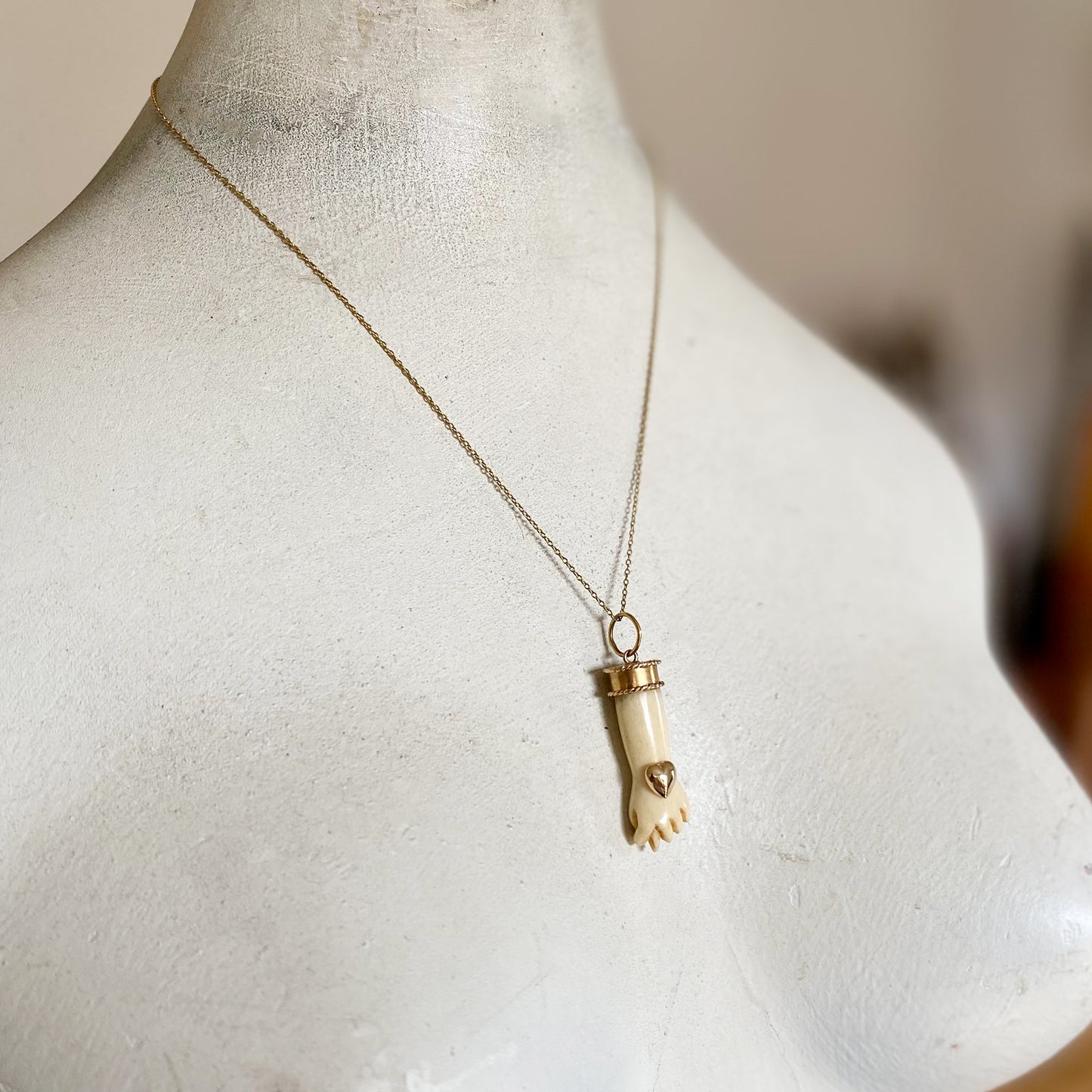 Antique 18K Gold Bone Figa Charm