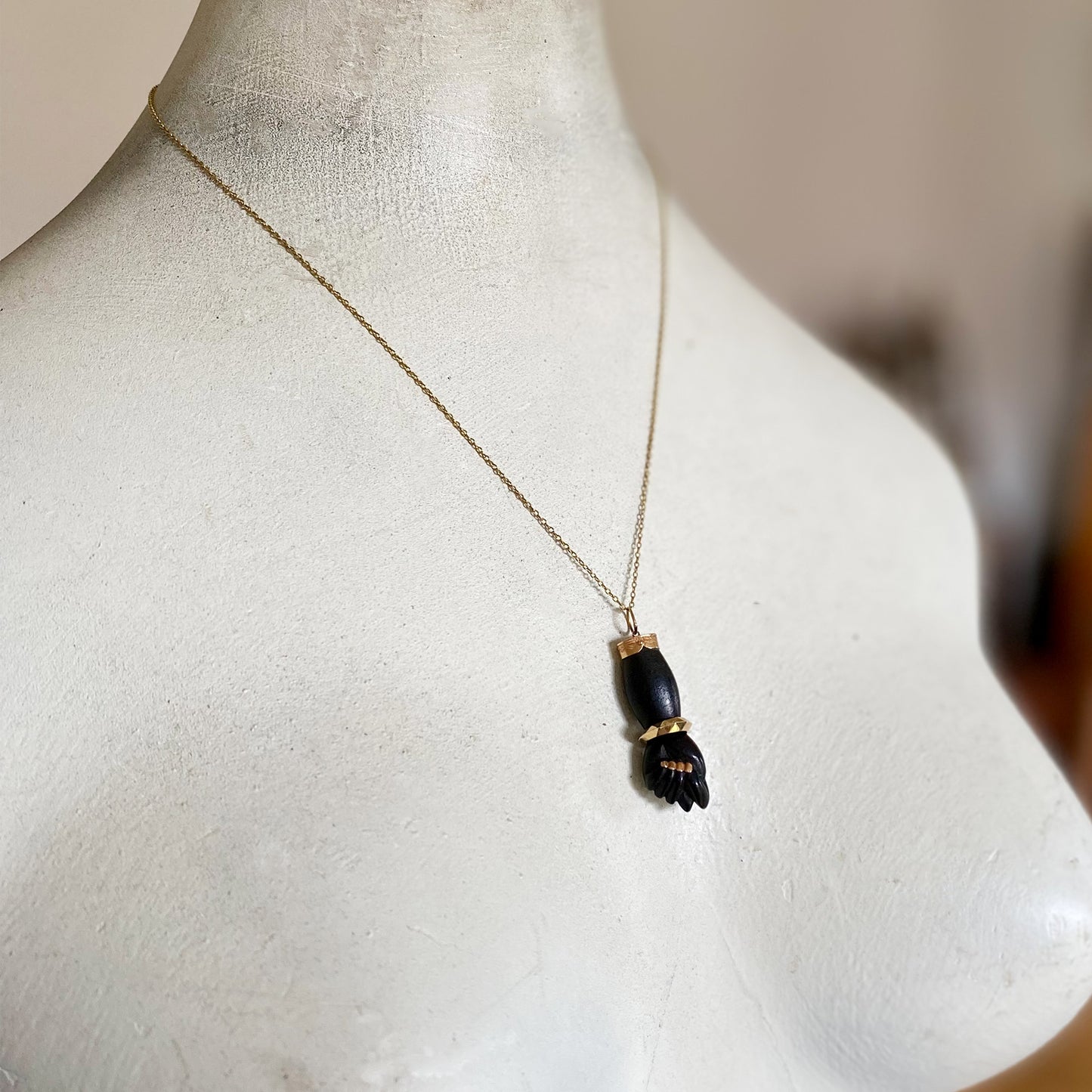 Antique Black 14k Gold Figa Charm 1930s