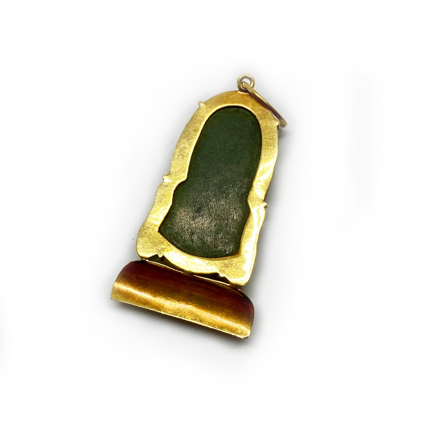 Vintage 18k Gold Jade Nephrite Buddha Face Charm