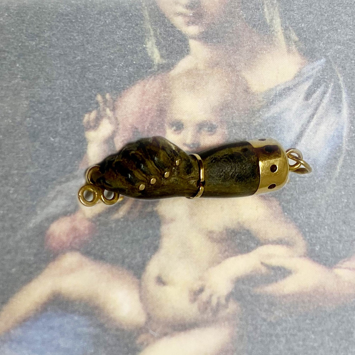 Victorian 18k Gold Wood Figa Charm