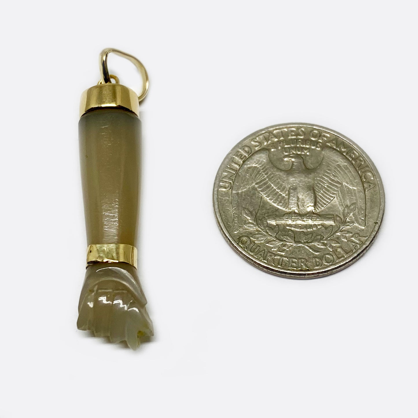 Vintage 14k Gold Agate Figa Charm Hand