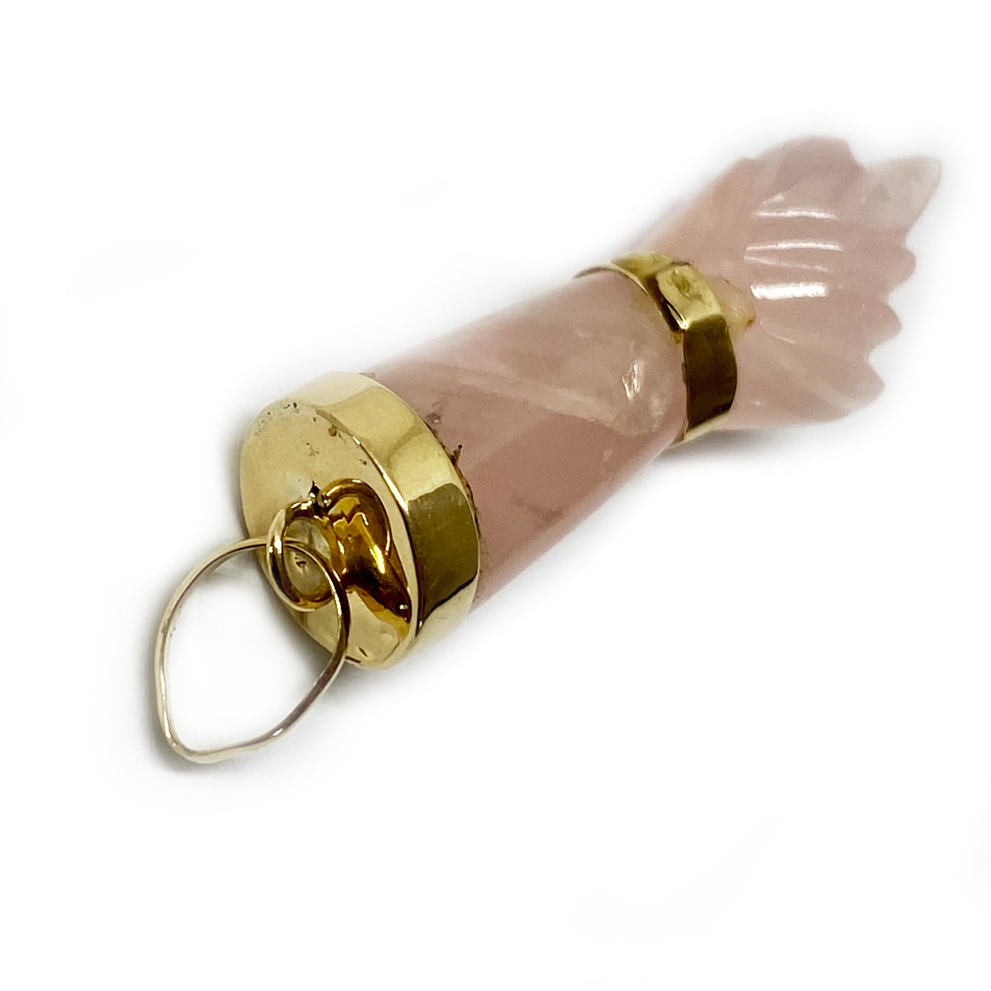 Vintage 14k Gold Rose Crystal Figa Charm 1960s Quartz Mano Fico