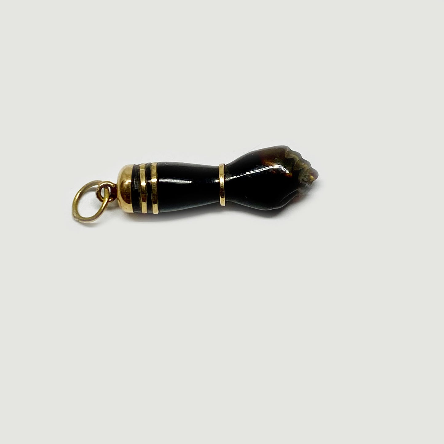 Vintage 14k Gold Brown Bakelite Small Figa Charm