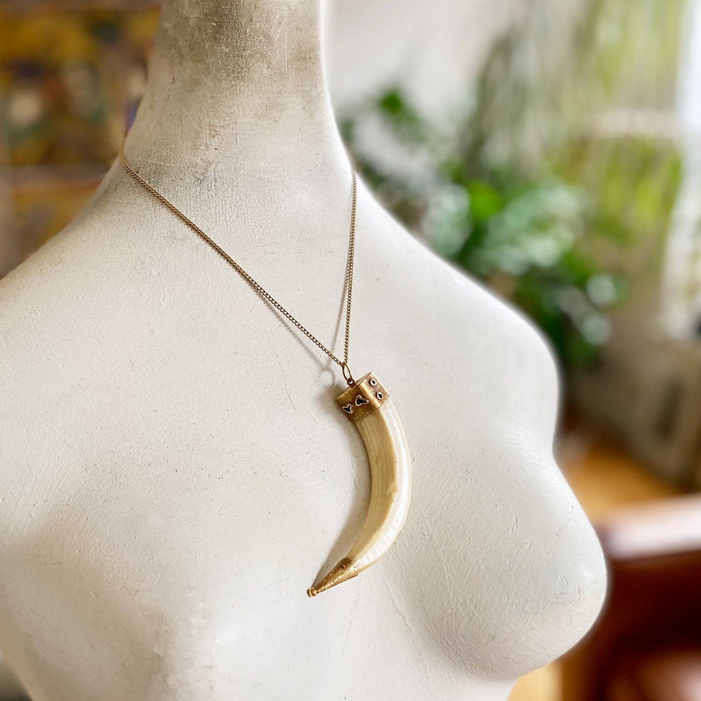 Antique 14k Gold Large Amulet Tooth Pendant