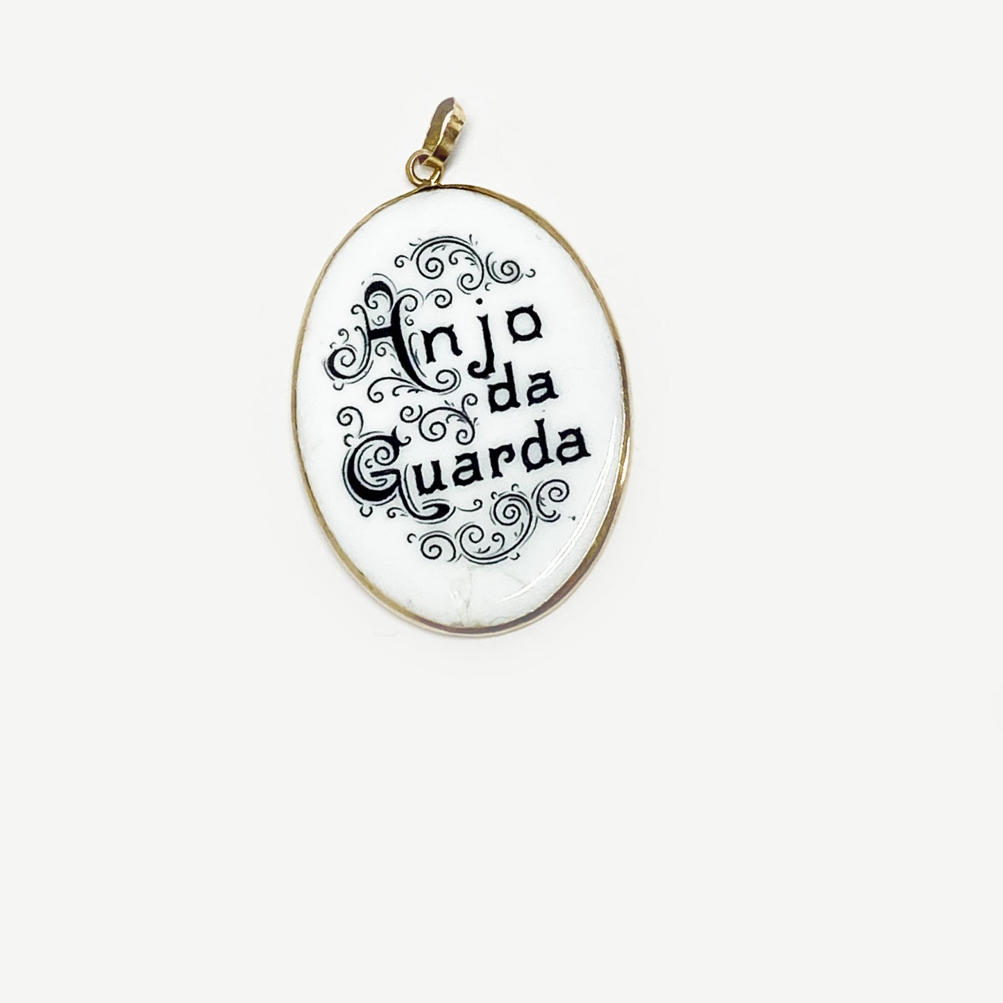 Vintage 14k Gold Enamel Religious Guardian Angel Medal