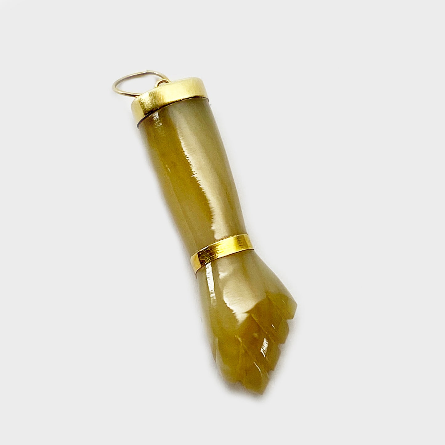 Antique 18K Gold Natural Agate Figa Charm