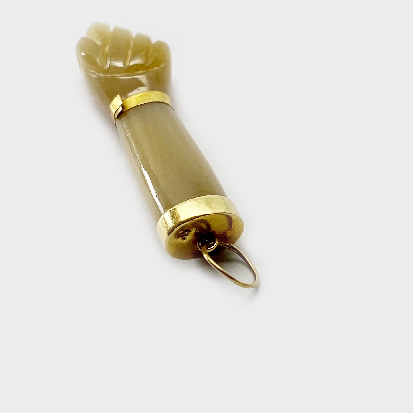 Antique 18K Gold Natural Agate Figa Charm