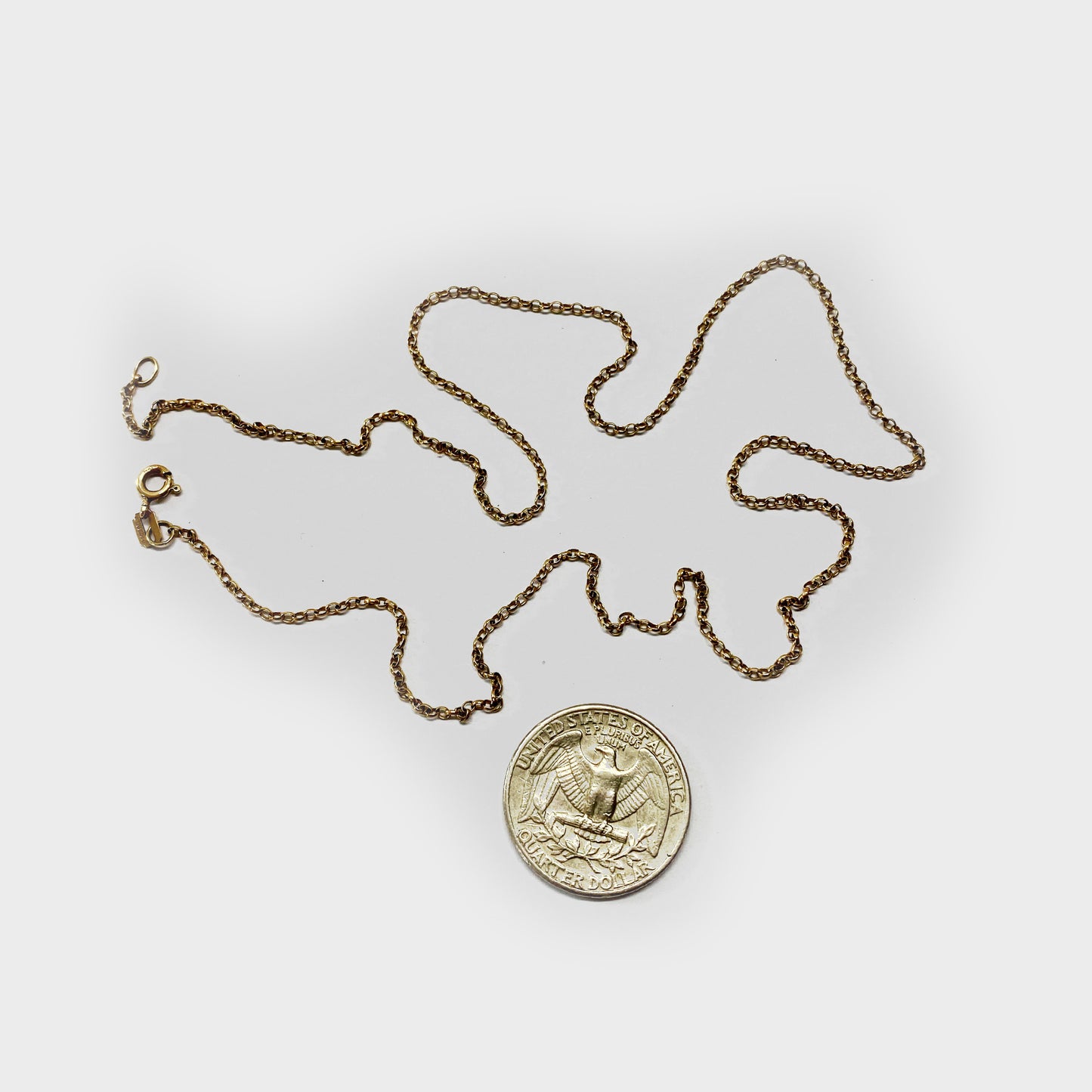 Vintage 9k Solid Gold Rolo Necklace Chain