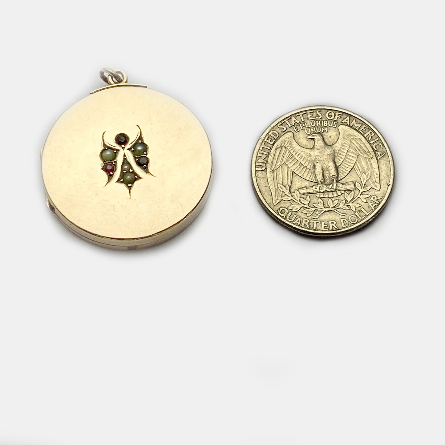 Antique Edwardian Ruby Seed Pearl 10k Gold Locket Pendant