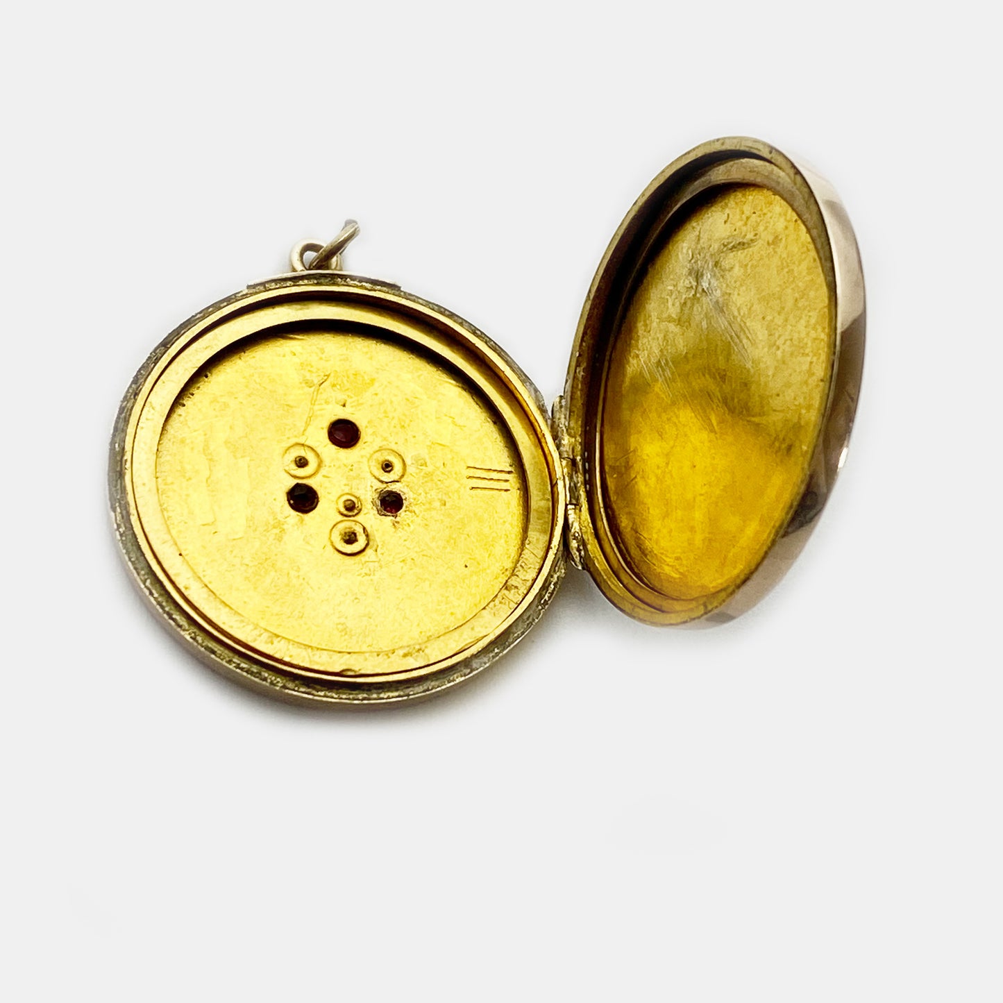 Antique Edwardian Ruby Seed Pearl 10k Gold Locket Pendant