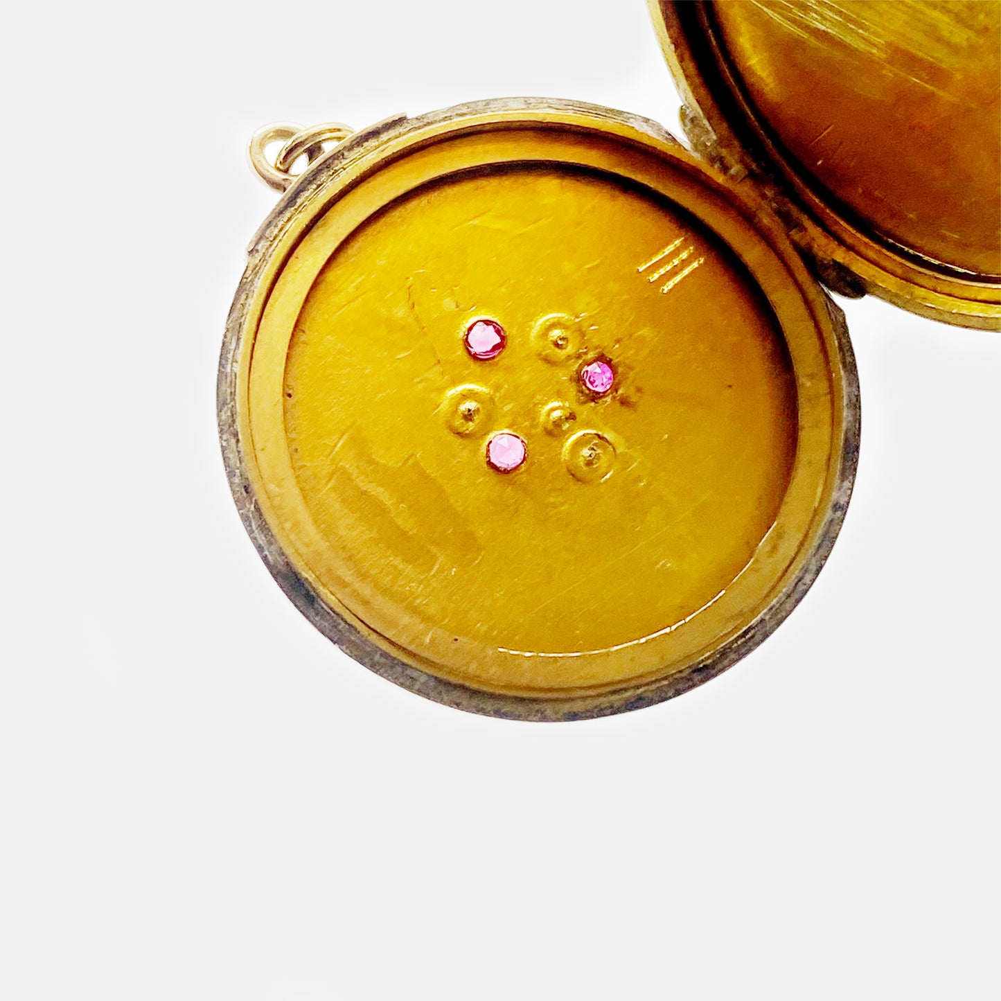 Antique Edwardian Ruby Seed Pearl 10k Gold Locket Pendant