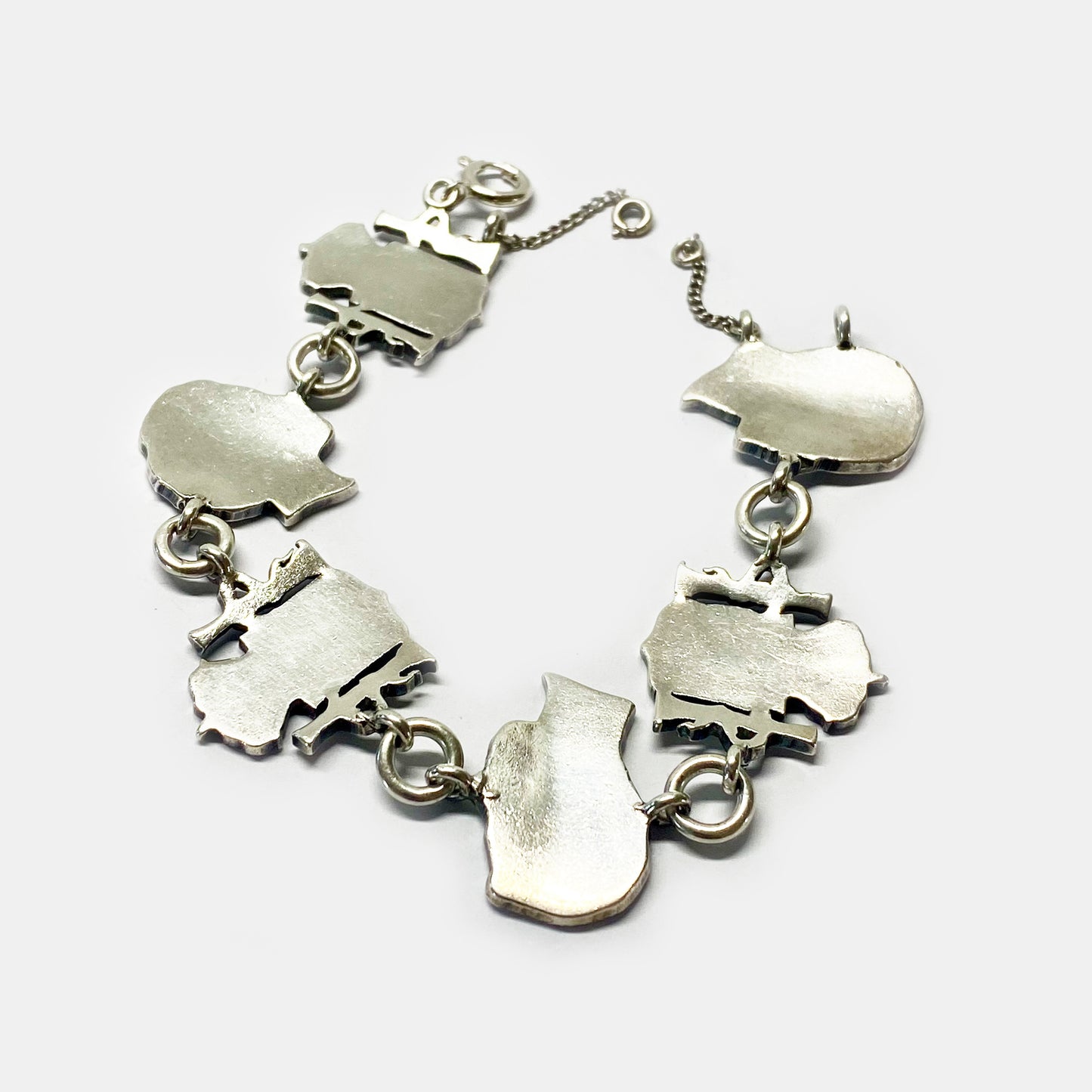 Antique Continental Silver Silhouette Coins, Silver Coin Bracelet