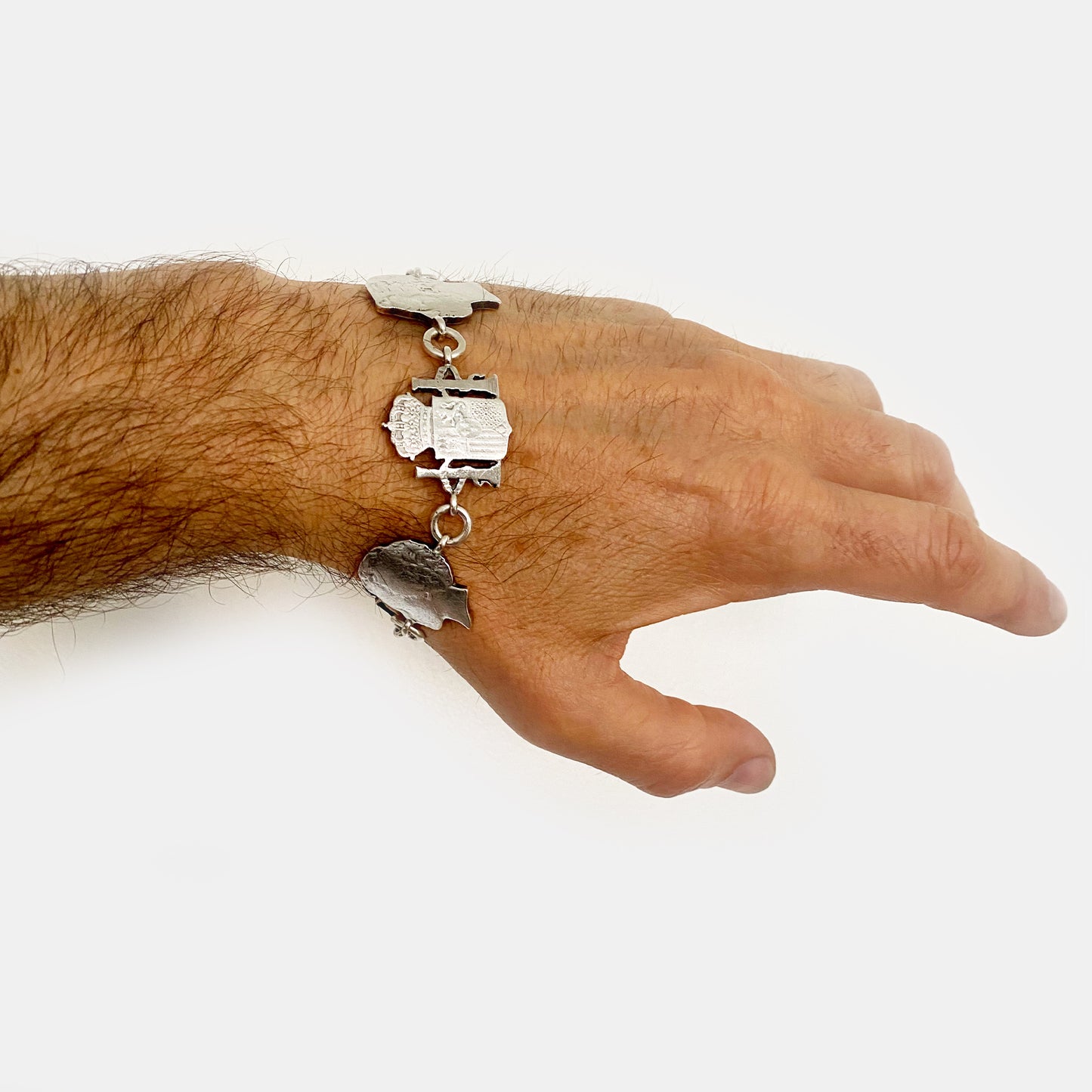 Antique Continental Silver Silhouette Coins, Silver Coin Bracelet