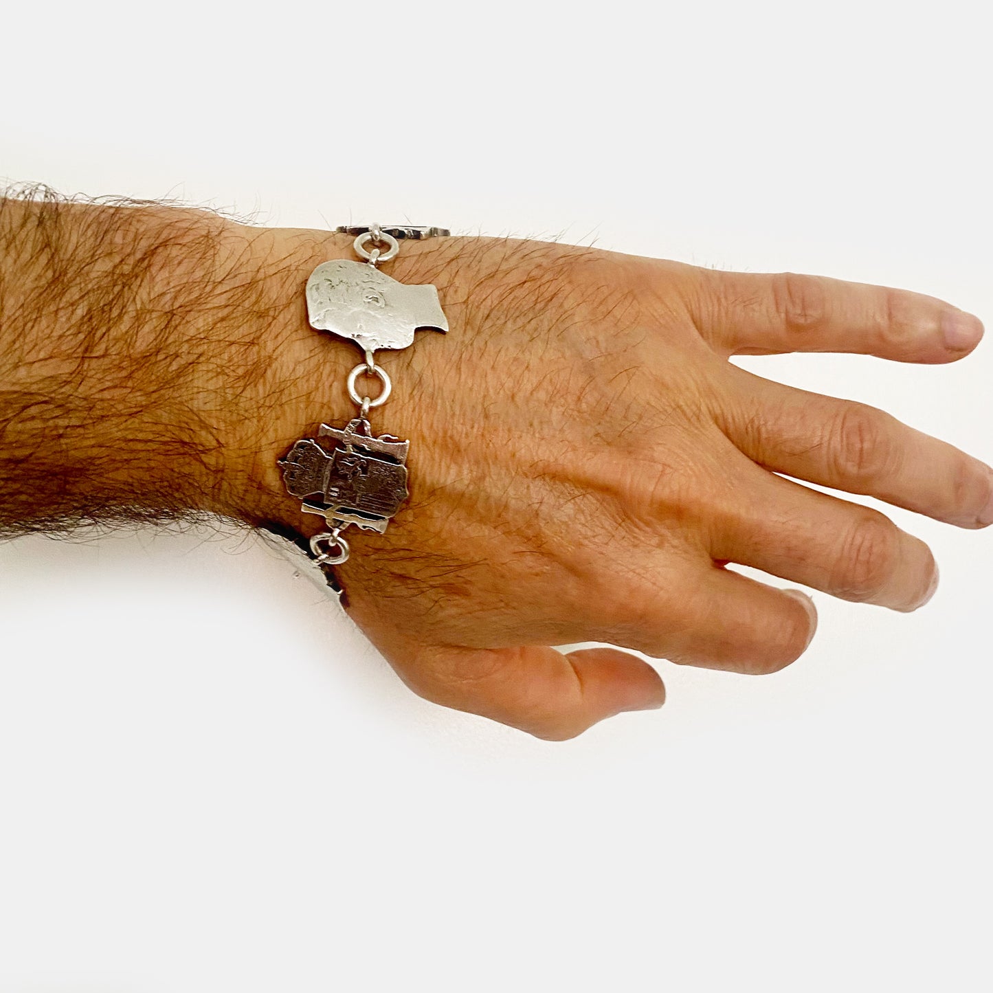 Antique Continental Silver Silhouette Coins, Silver Coin Bracelet