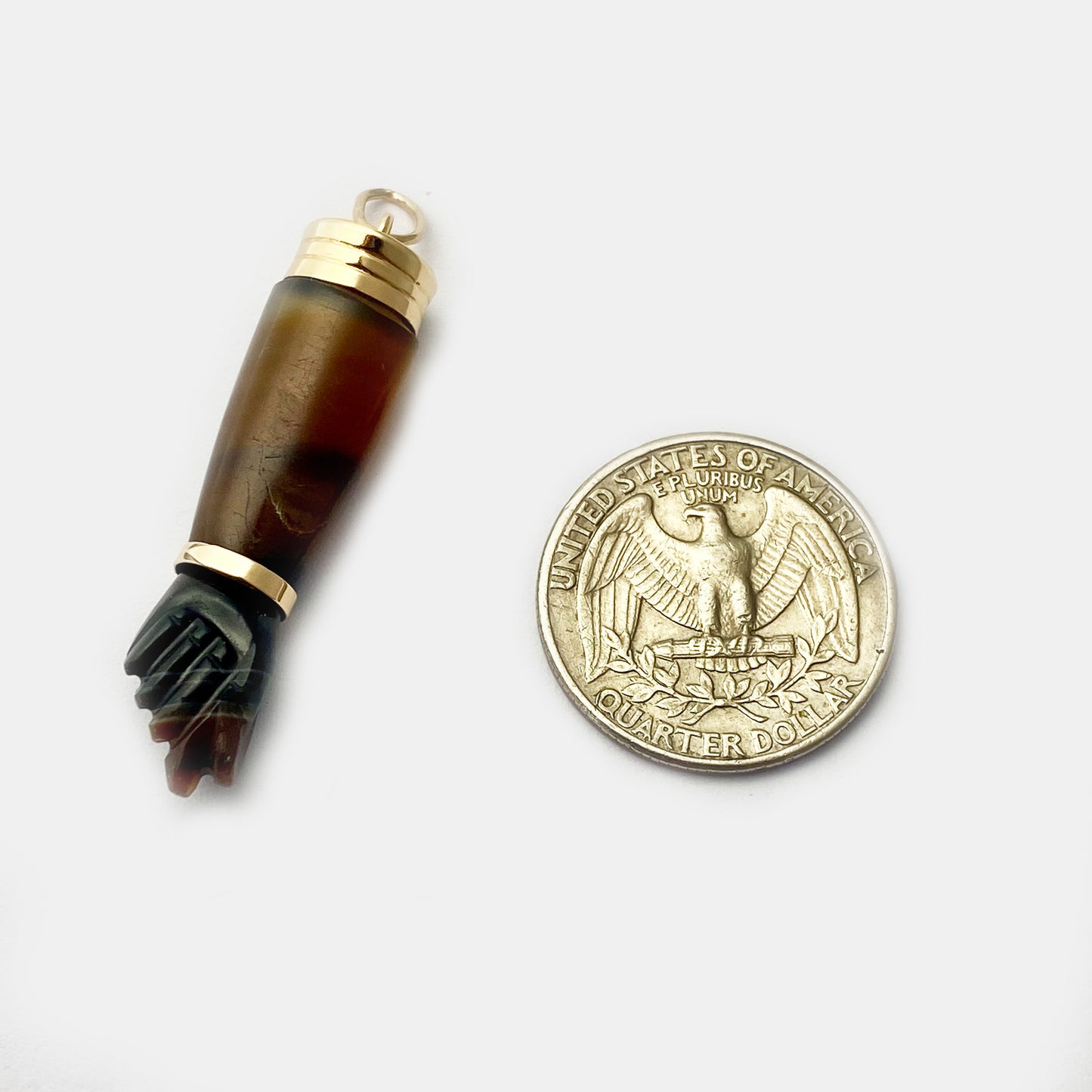 Antique 14K Agate Figa Charm 1950s