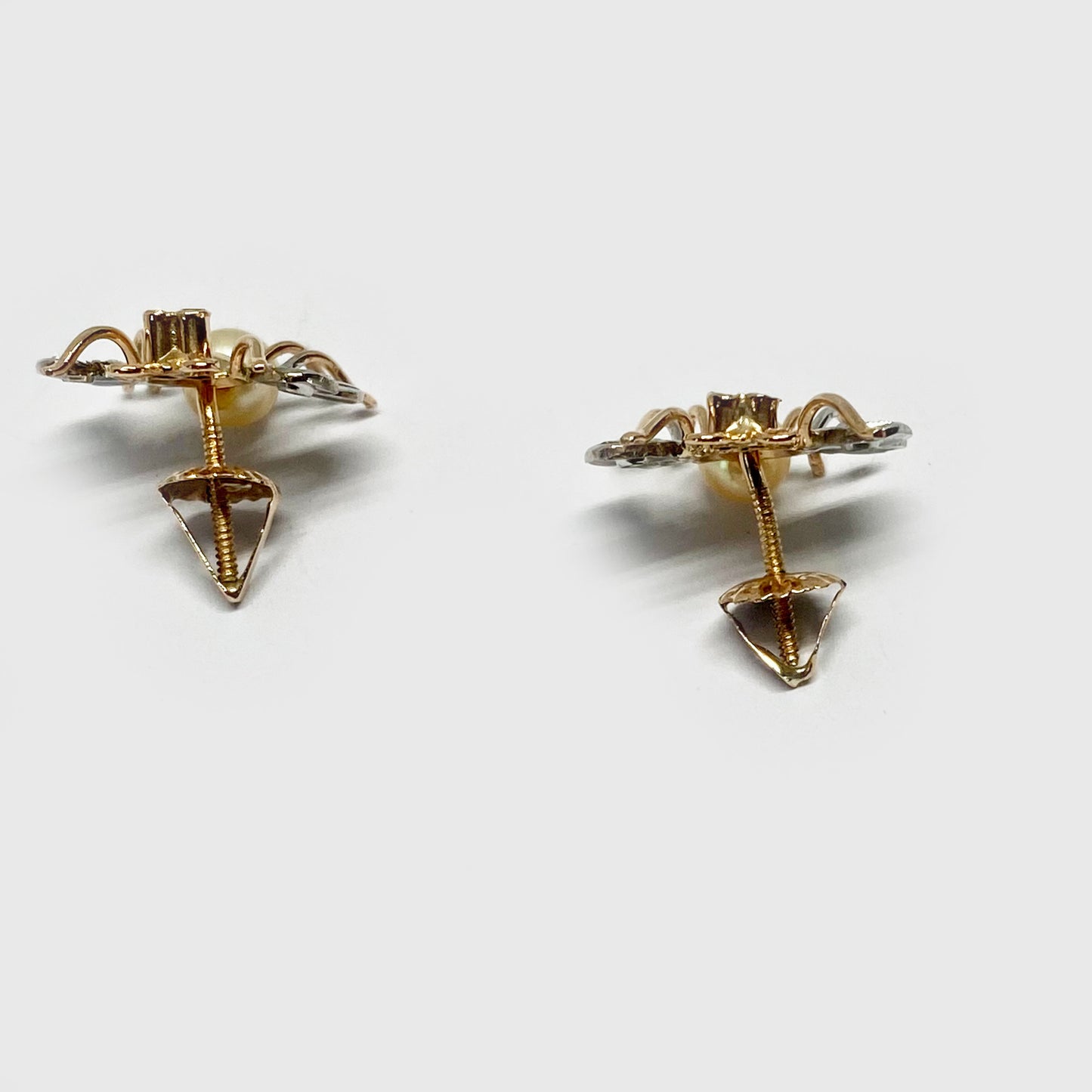 Antique 18k Gold Insect Bees Art Deco Stud Earrings