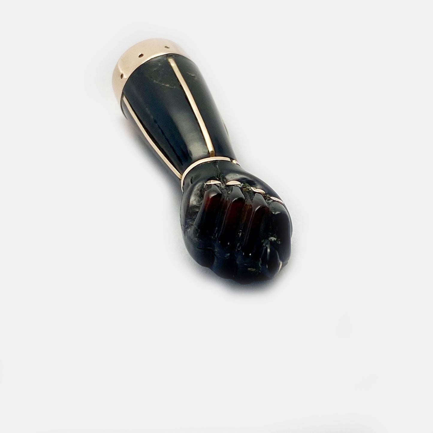 Vintage 14k Rose Gold Brown Resin Fist Figa Charm
