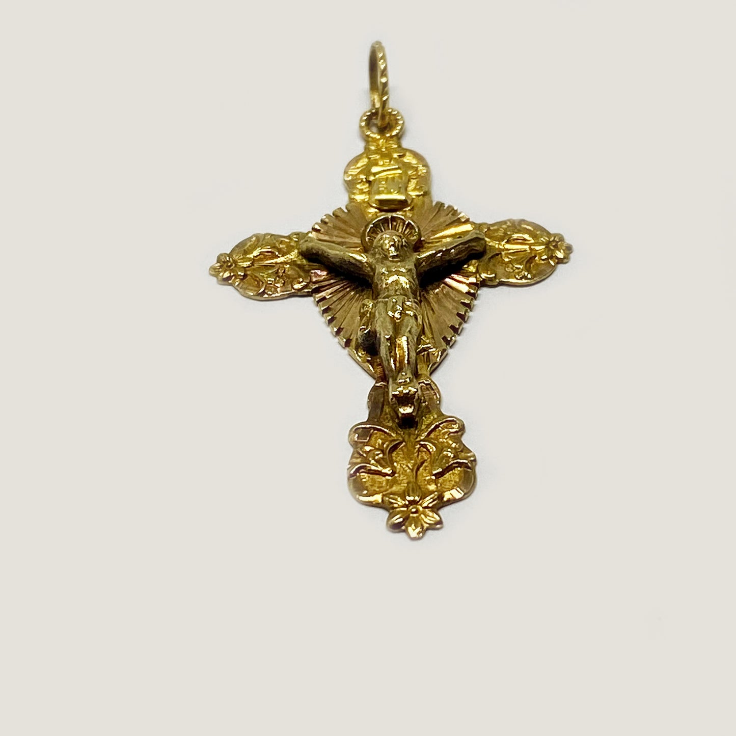 Antique 18k Victorian Cross, Raised Halo Jesus