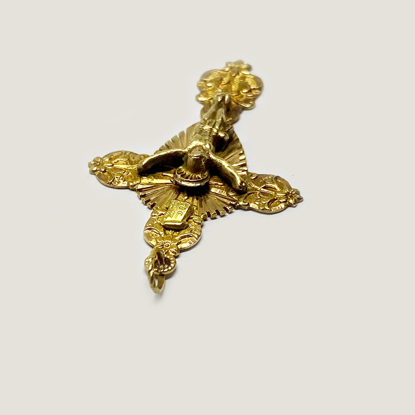 Antique 18k Victorian Cross, Raised Halo Jesus