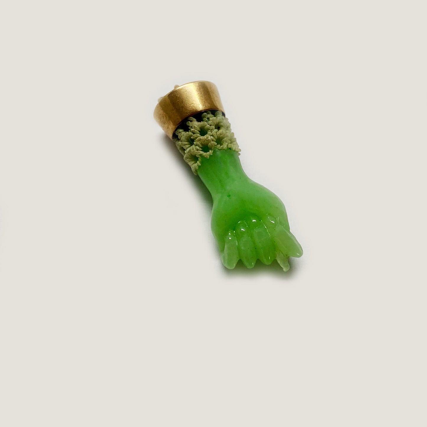 Vintage 14k Gold Green Resin Figa Charm