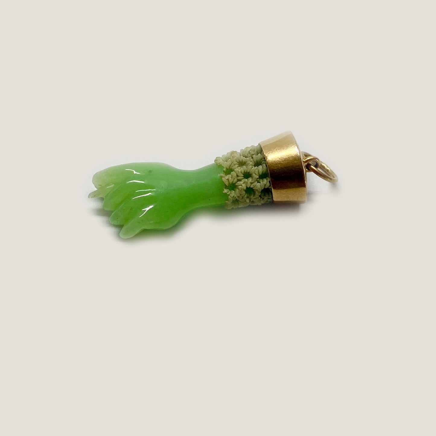 Vintage 14k Gold Green Resin Figa Charm