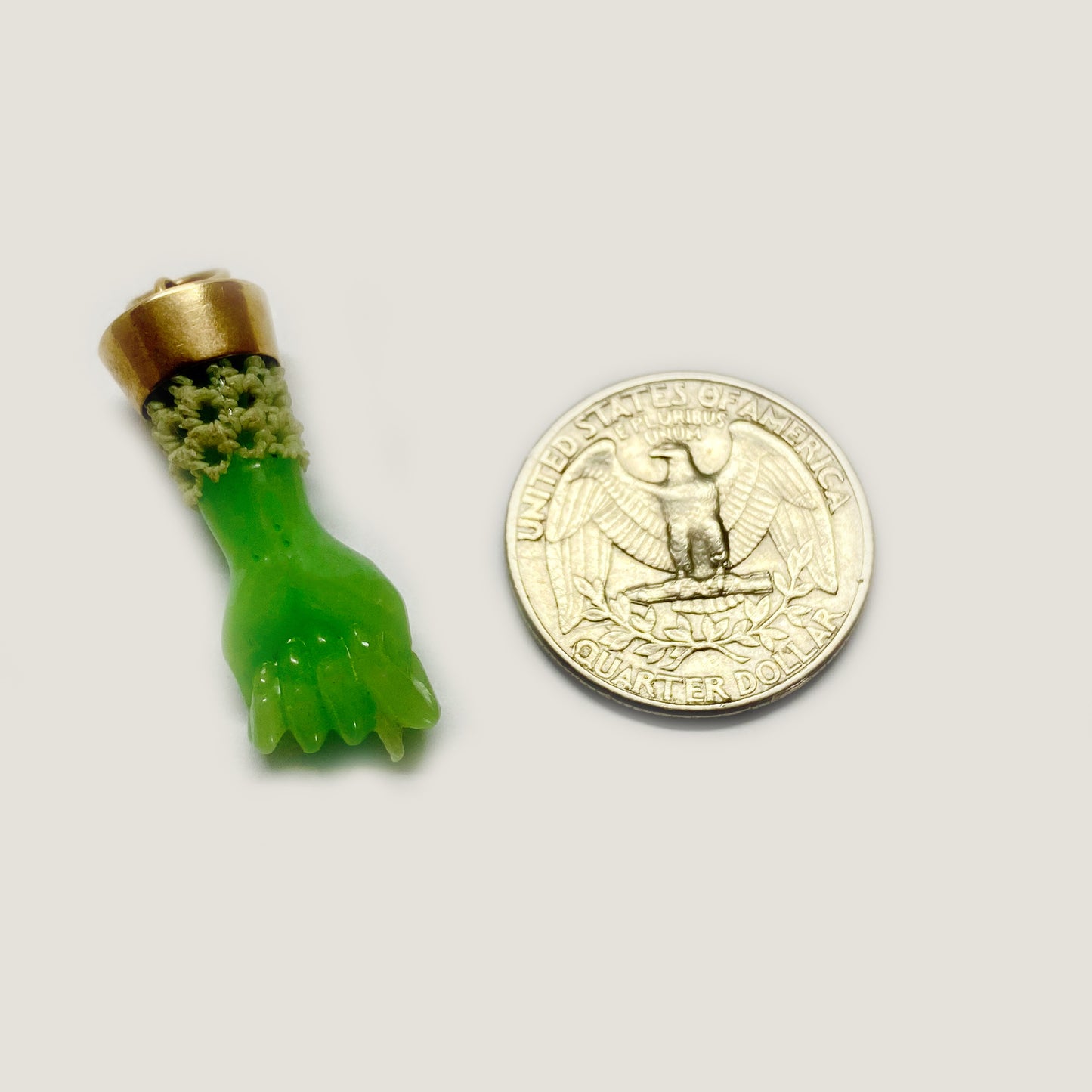Vintage 14k Gold Green Resin Figa Charm