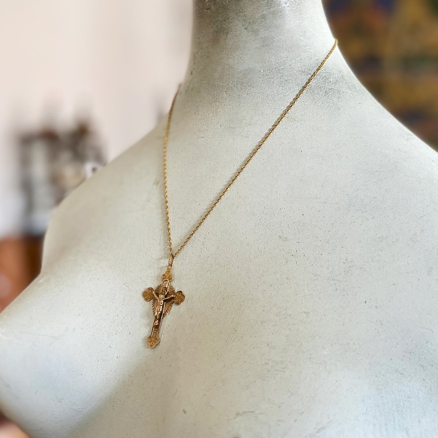 Antique 14k Gold Solid Victorian Cross - 1800s