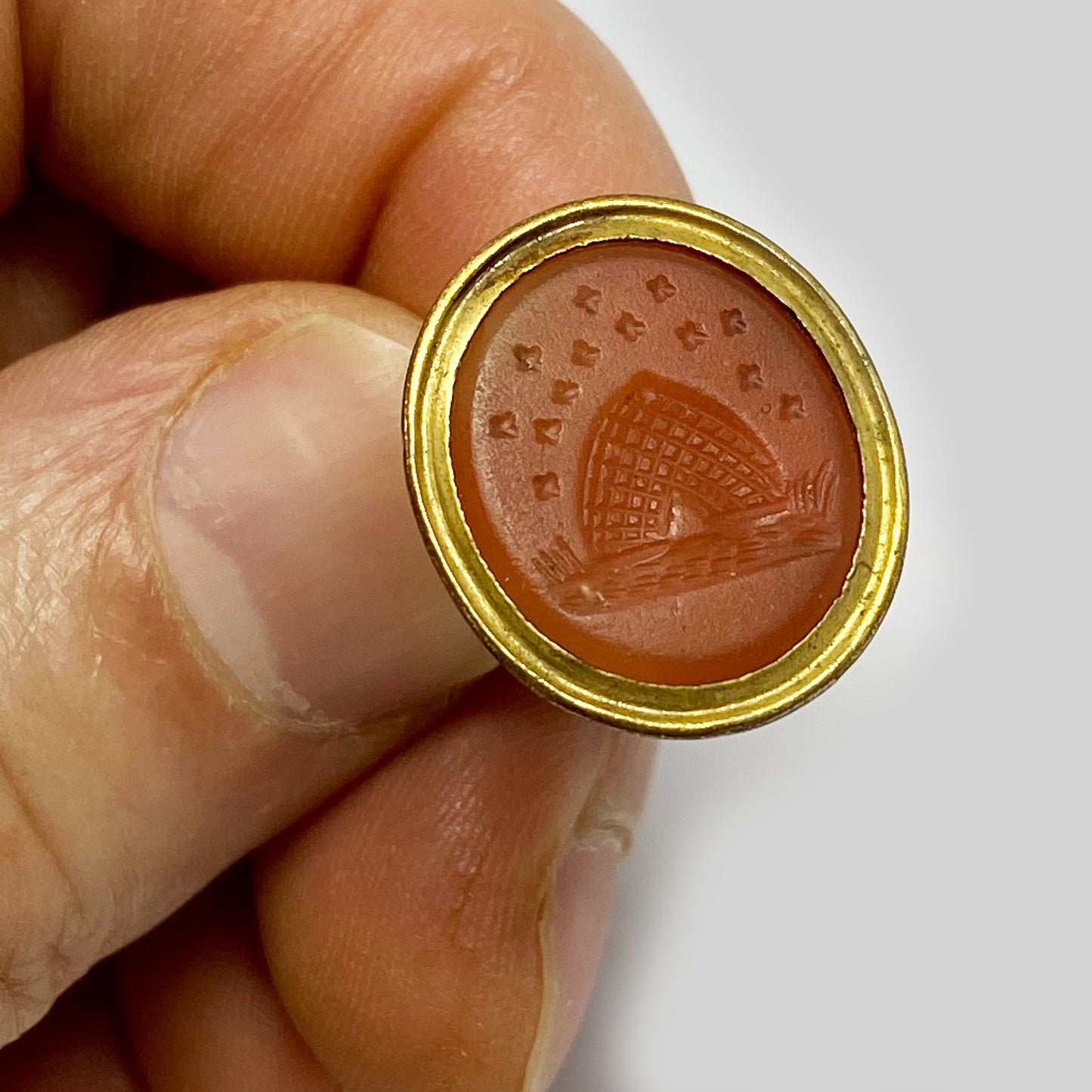 Antique Victorian Carnelian Agate Gold Cased Fob Seal Pendant