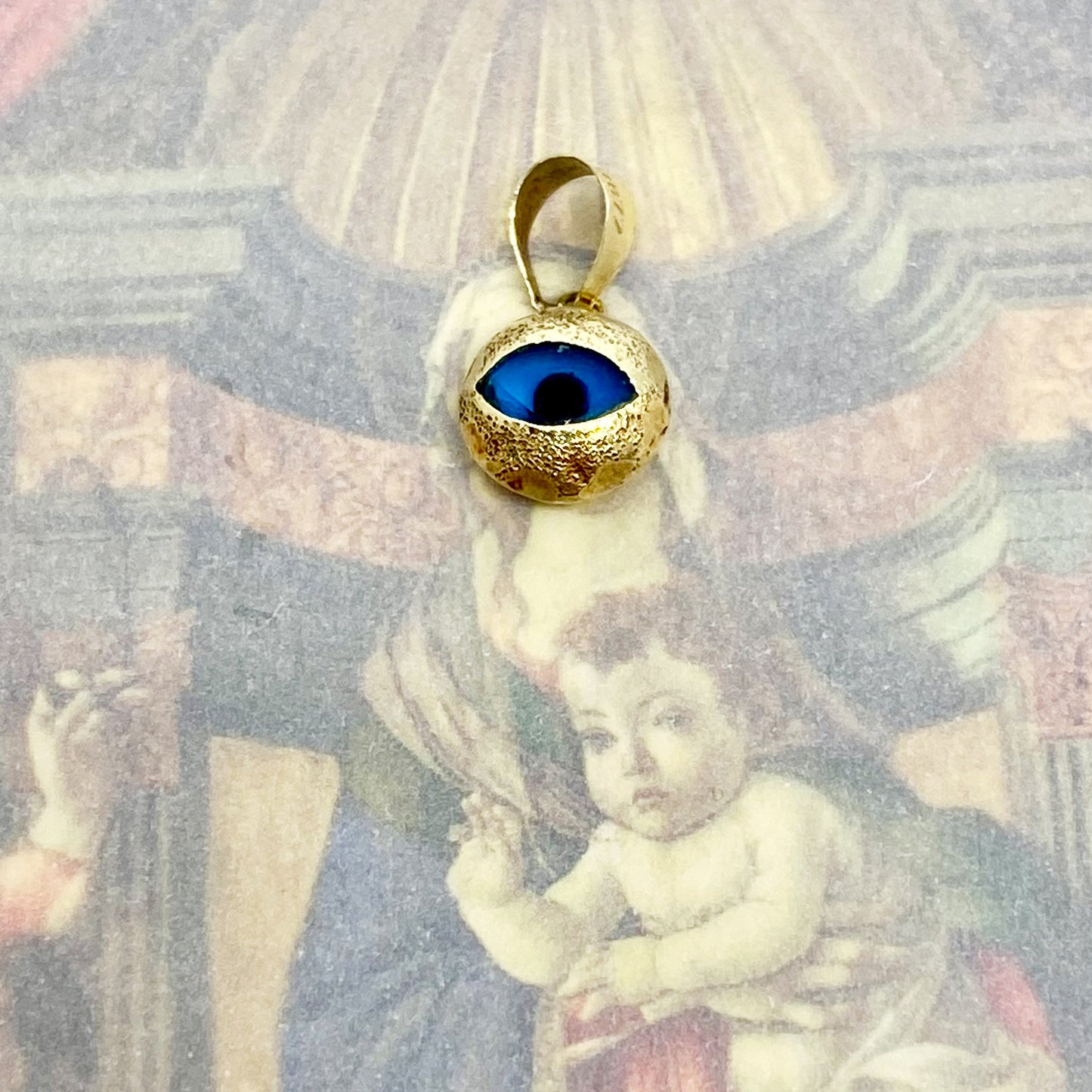 Vintage 14k Gold Glass Evil Eye Charm