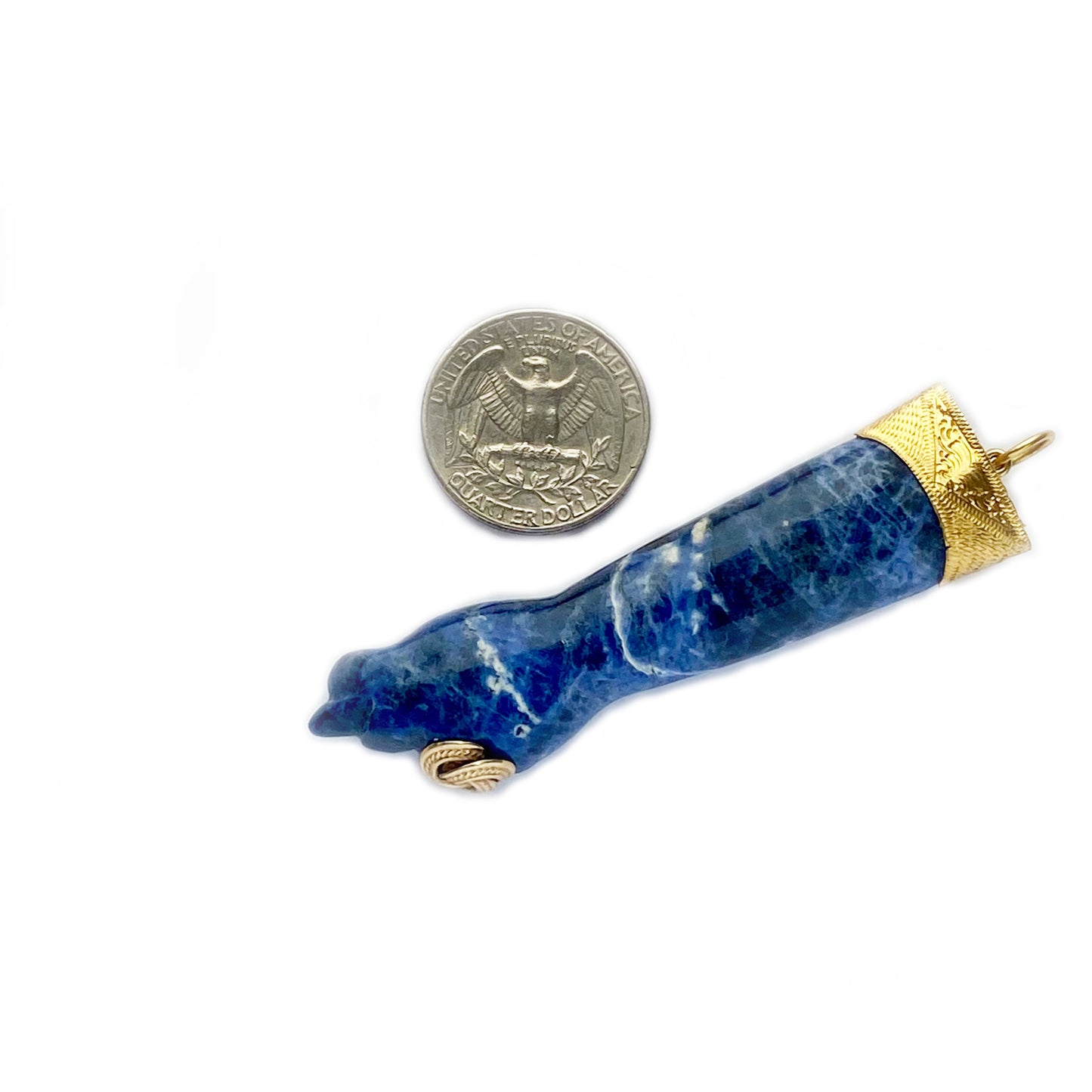 9k Vintage Gold Blue Crystal Rock Large Figa Charm
