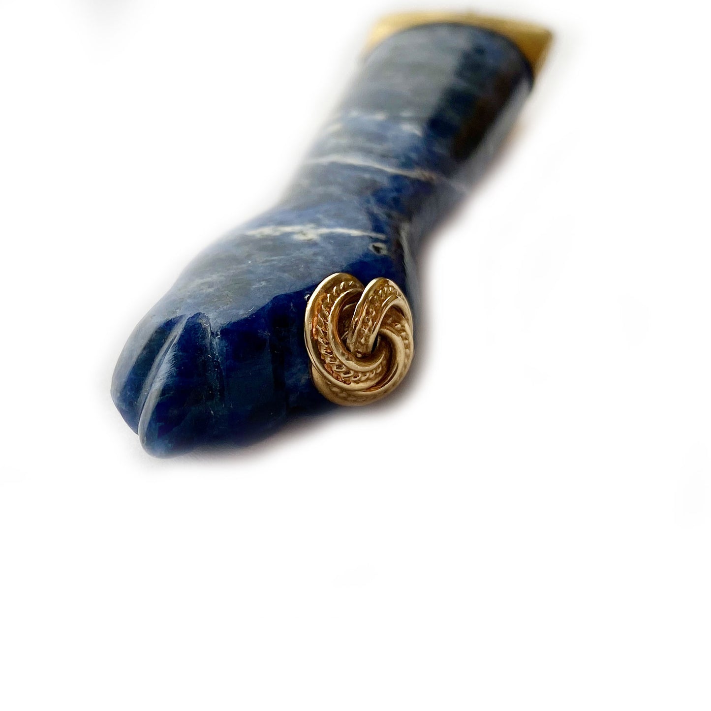 9k Vintage Gold Blue Crystal Rock Large Figa Charm