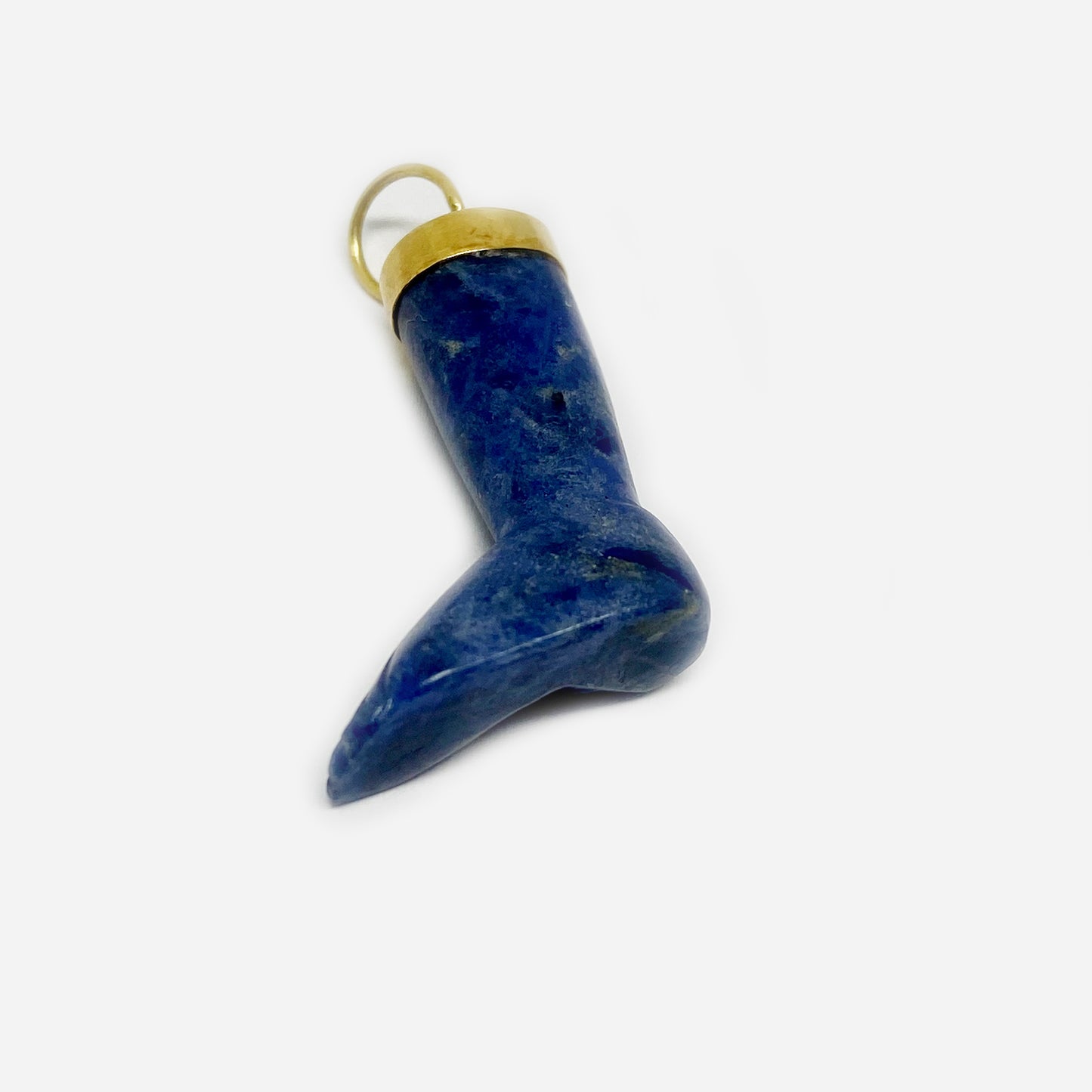 Vintage 14k Gold Leg Pendant Lapis Lazuli Ex Voto