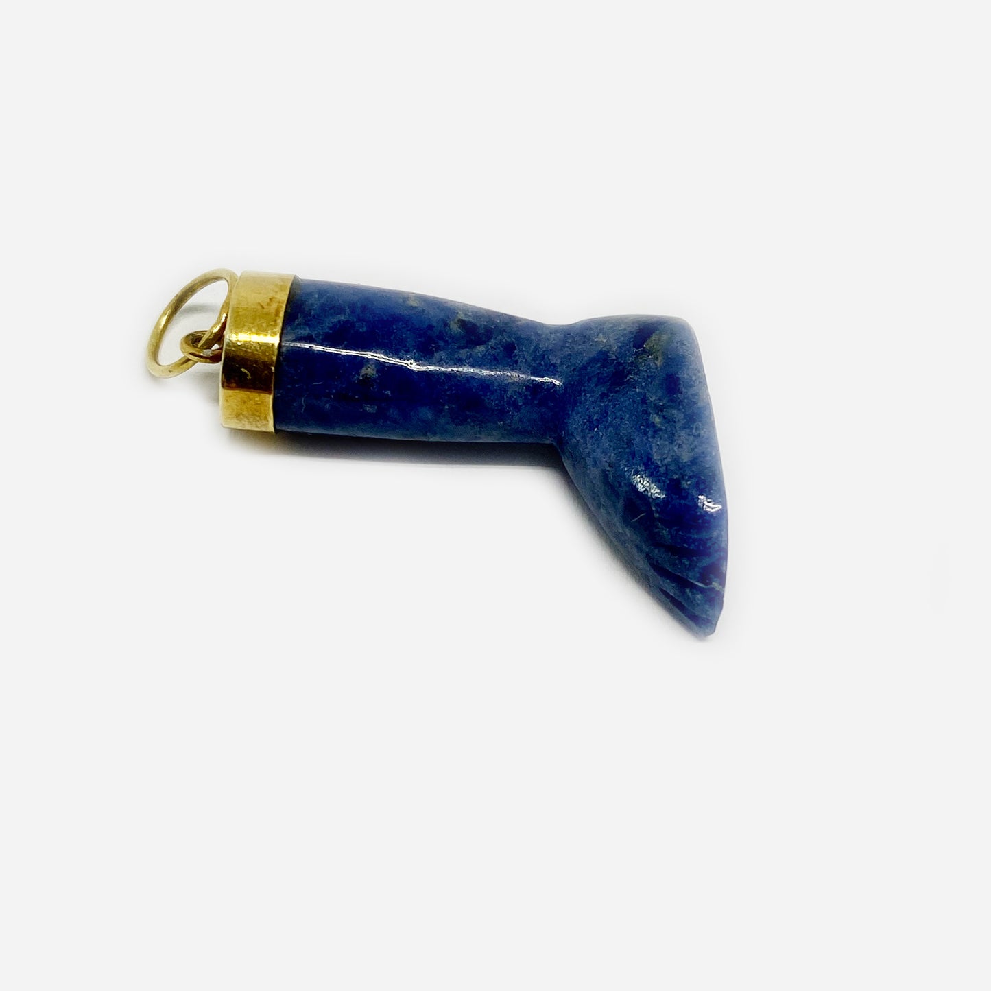 Vintage 14k Gold Leg Pendant Lapis Lazuli Ex Voto