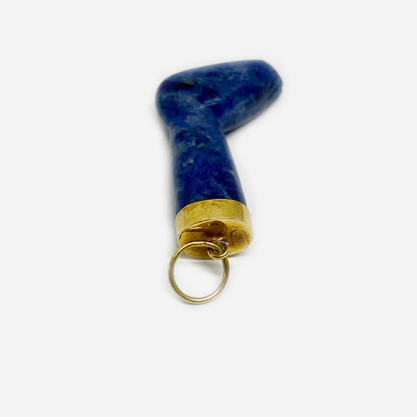 Vintage 14k Gold Leg Pendant Lapis Lazuli Ex Voto