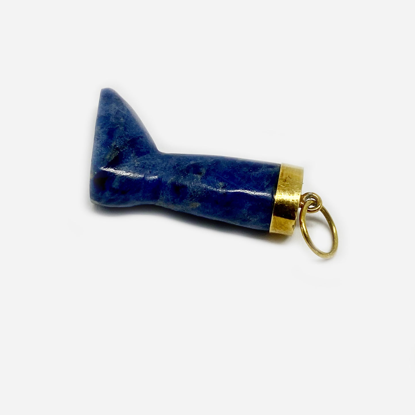 Vintage 14k Gold Leg Pendant Lapis Lazuli Ex Voto