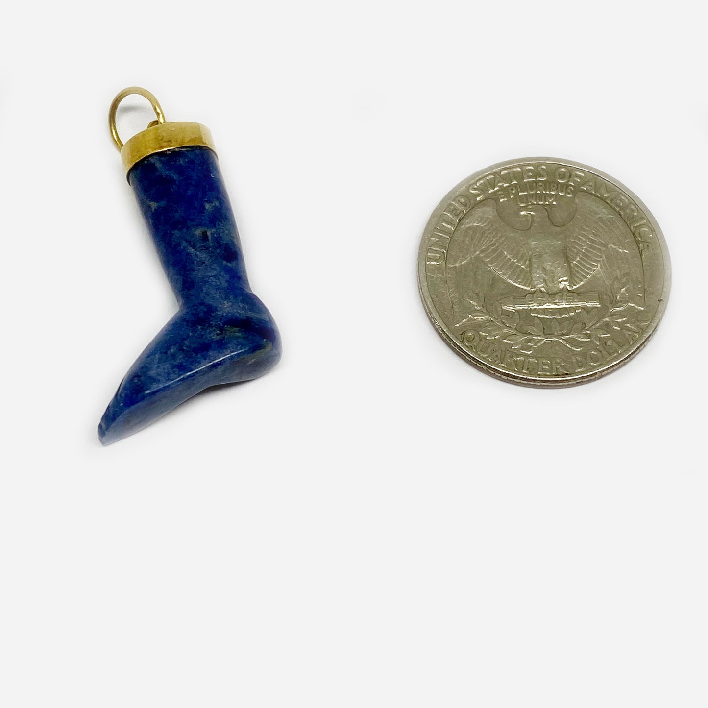 Vintage 14k Gold Leg Pendant Lapis Lazuli Ex Voto